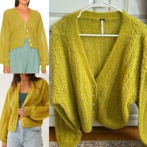 Free People Amelia Cardi in Citronelle Heather